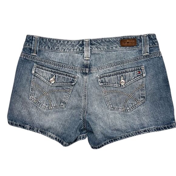 Y2K Tommy Hilfiger Denim Jean Shorts Size 8 | Vintage 2000s Cutoff Mid Rise - Picture 3 of 5